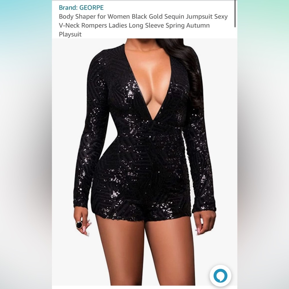 Amazon Eras Tour Black Sequin Romper Bodysuit Leotard
